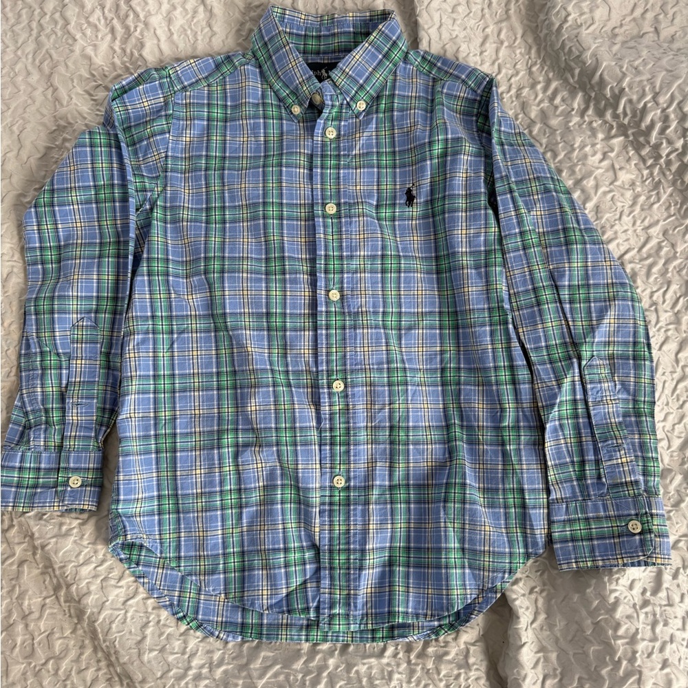 Ralph Lauren Kids Classic Blue and Green Plaid Shirt